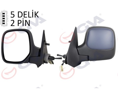 DIŞ DİKİZ AYNASI SOL BERLINGO-PARTNER 97 MEKANİK ISITMALI KONVEKS ASTARLI 2 FİŞ VM-118NPL