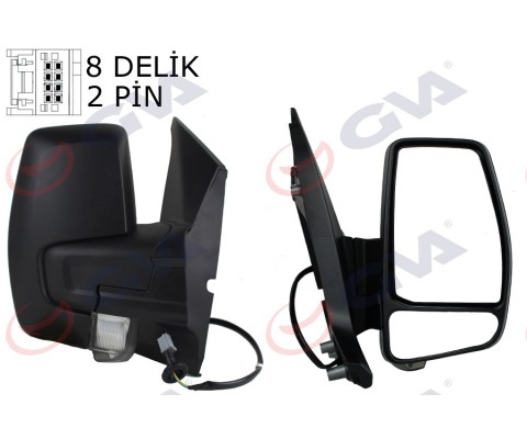 DIŞ DİKİZ AYNASI SAĞ TRANSİT CUSTOM V362 12 MEKANİK DESENLİ SİNYALLİ KONVEKS VM-6325R 1766579-682BL5JA6