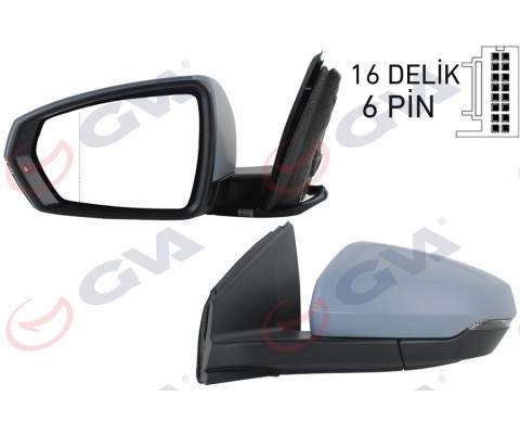 DIŞ DİKİZ AYNASI SOL VW POLO 17- ELEKTRİKLİ ISITMALI SİNYALLİ ASTARLI ASFERİK VM-6390EHPAL