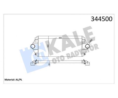 TURBO RADYATÖRÜ INTERCOOLER SCUDO-EXPERT-EVASION-JUMPY-806 1.9TD-2.0HDI AL/PL/BRZ 683x322x34