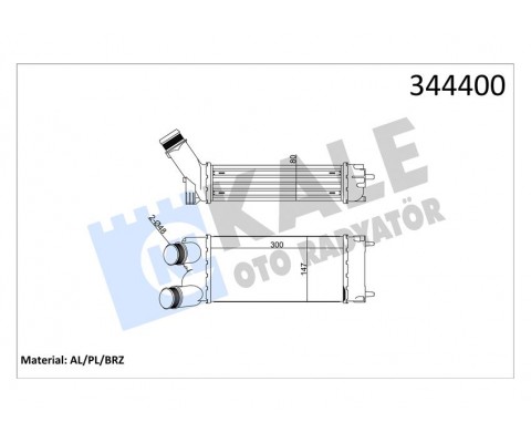 TURBO RADYATÖRÜ INTERCOOLER PARTNER 08 BERLINGO 08 1.6 HDI AL/PL/BRZ 300x147x76