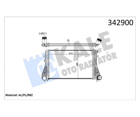 TURBO RADYATÖRÜ INTERCOOLER PASSAT-TIGUAN-SHARAN-ALHAMBRA 2.0TDI 08 615X398X32 AL-PL-BRZ