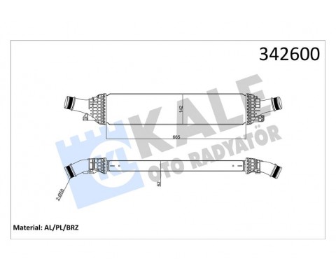 TURBO RADYATÖRÜ INTERCOOLER AUDI A4-A5-A6-Q5 2.0TFSI-1.8TFSI-2.0TDI 08 665X134.4X58 AL-PL-BRZ