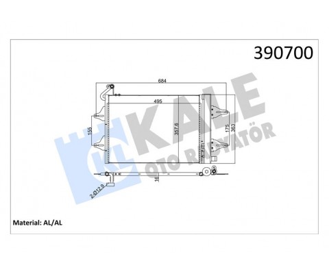 KLİMA KONDENSERİ POLO-FOX-CORDOBA-IBIZA-ROOMSTER-FABIA AL/AL 515x362x16