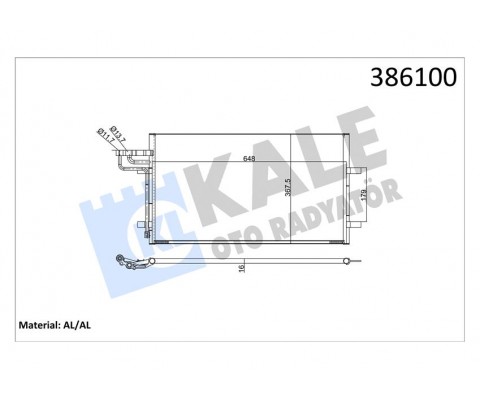 KLİMA RADYATORU KONDENSERİ FOCUS CMAX 03-07 1.6-1.8-2.0-1.6TDCI-1.8TDCI-2.0TDCI 628x371x16