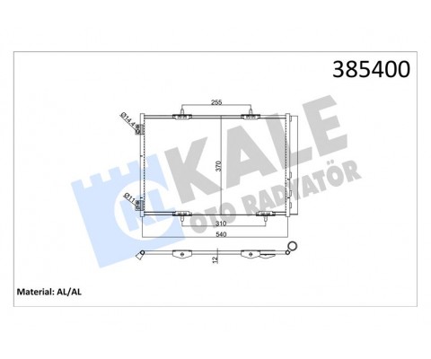 KLİMA RADYATÖRÜ KONDENSER CROSSLAND 17 P207 06 P208 12 19 P2008 13 C3 09 AIRCROSS 17 C4 14 DS3 10 1.2-1.4-1.6 VTI-HDI-THP-PureTECH AL/AL 538x368x16