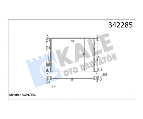 RADYATÖR BRAZİNG ACCENT BLUE 1.4İ-1.6İ- İ20 1.4İ 500x382x16