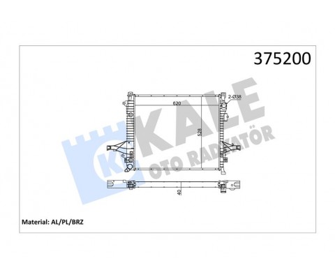 RADYATÖR VOLVO XC90 I D5 02-10 D3 D5 09-14 V8 05-10 AL-PL-BRZ 620X528X42