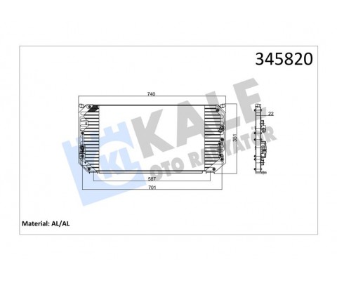 KLİMA KONDENSERİ COROLLA 1.6 Sİ-1.8 GT AE 101 92-97 692x342x20 AL/AL