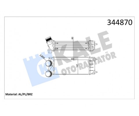 TURBO RADYATÖRÜ INTERCOOLER P308-P3008-P5008-PARTNER TEPEE-C4-DS4-BERLINGO III 300X150 AL/PL/BRZ