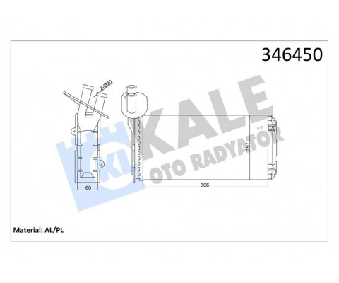 KALORİFER RADYATÖRÜ VW TRANSPORTER T4 1.9D-TD-2.0D-2.4D-2.5D-TD ARKA 306x157x42 AC /-