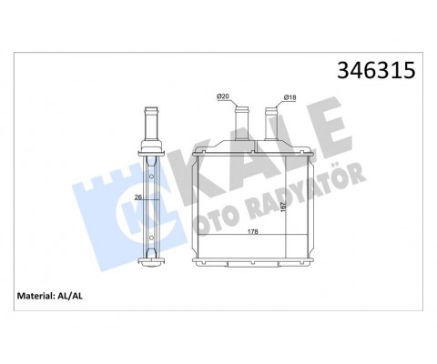 KALORİFER RADYATÖRÜ BRAZİNG DAEWOO NUBIRA-LACETTI 04 CHEVROLET LACETTI-NUBIRA 05 168x183x26