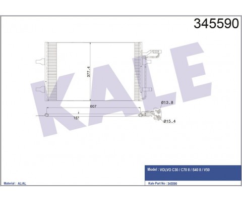 KLİMA RADYATÖRÜ VOLVO S40 2004-2012 C30 06-12 V50 1.6 D2 1.8 2.0 2004 2012