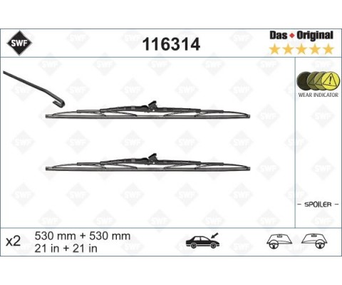 ÖN SİLECEK SÜPÜRGESİ TAKIM PASSAT VOLVO S70 V70 TRANSPORTER T4 530 530 mm