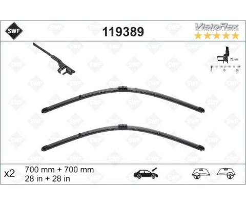 SILECEK SUPURGESI TAKIMI 700mm / 700mm MERCEDES W220 W221 . CITROEN C6 . PEUGEOT 407 SWF