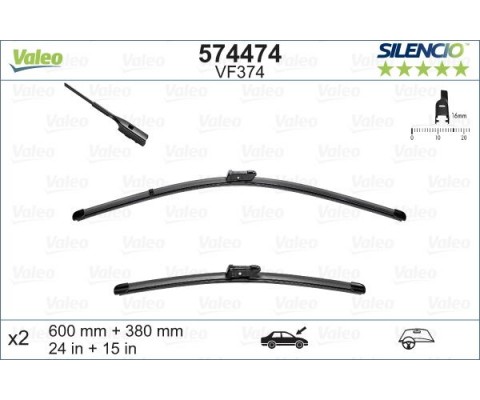 SİLECEK 60 38cm X2 FLAT BLADE-MUZ TİPİ AUDI A1 11 VW POLO 09