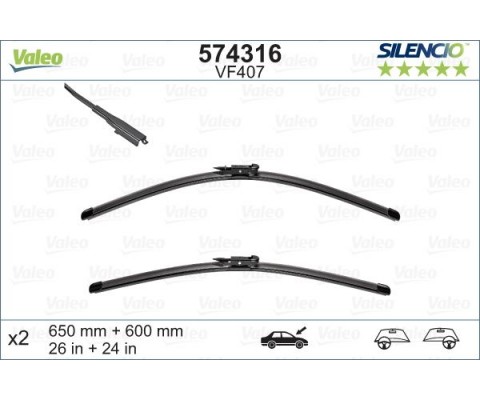 x SİLECEK SILENCIO 65 60 X2 FLATBLADE-MUZ TİPİ VM407 MERCEDES VANEO 02-05 119388 BIYIKLI