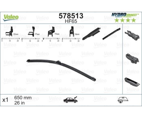 SİLECEK SÜPÜRGESİ ÖN 65cm X1 MUZ TİPİ HydroConnect ÇOKLU BAĞLANTILI ÜNİVERSAL HF65