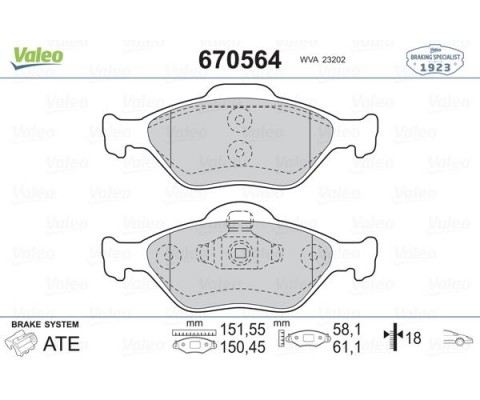 ÖN BALATA FIESTA 1.4TDCİ ABSLİ 00 FUSION 02 MAZDA 121 96 MAZDA 2 03