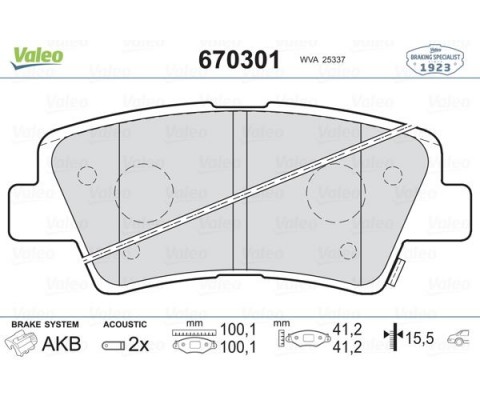 ARKA FREN BALATA HYUNDAI ACCENT BLUE 1.4L 1.6L benzinli 10- 1.6L CRDi dizel 10- / ELANTRA 1.6L D4FB 11- / KIA RIO 1.4L D4FC dizel - 6 vites 14- / SOUL 1.6L CVVT 09-