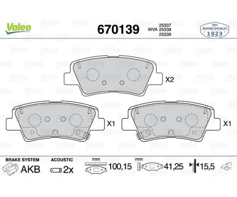 ARKA FREN BALATA HYUNDAI i20 1.2L G4LA 15-20 1.4L G4LC 15-18 1.4L D4FC CRDi 15-18 / ELANTRA 1.6L D4FB G4FG 16- / KIA SOUL 1.6L D4FB 14- / SPORTAGE 1.6L G4FD G4FJ T-GDI 15- 1.6L D4FE 18- delikli