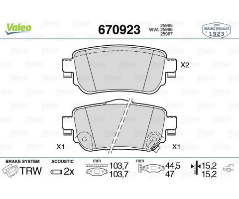 ARKA FREN BALATA RENAULT KADJAR 15 / NISSAN QASHQAI 1.6L Dci R9M dizel 11- / X-TRAIL 1.6L Dci T32 dizel 5 / 7 koltuklu araçlar için 12-