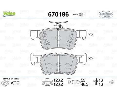 ARKA DİSK FREN BALATASI FORD EDGE 2.0D 08/15-07/18 FORD KUGA 1.5/1.5D/1.6/2.0/2.0D 11/12