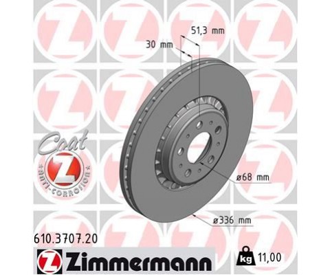 ÖN FREN AYNASI ADET VOLVO XC90 2.5T-D5-T6 2002-2010 17 JANT 336x30x5DLxHAVALI 986479202-DF4340S