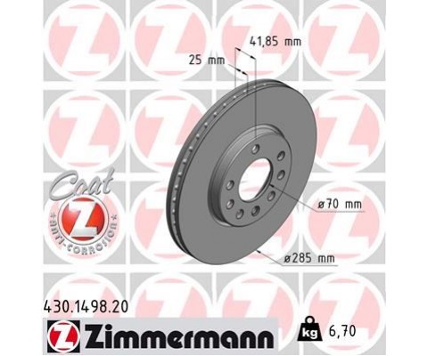 ÖN FREN AYNASI VECTRA C 02 SIGNUM 03 SAAB 9.3 02 CROMA 05 285x25x5DLxHAVALI 46844071-51819733