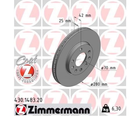 ÖN FREN AYNASI ASTRA H 04 COMBO C 03 MERIVA B 10 ZAFIRA B 05 280x25x5DL HAVALI 95526655