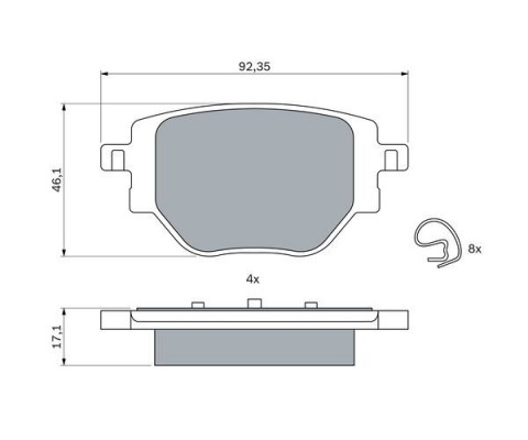 ARKA FREN BALATASI CORSA F 19 C4 20 2008 19 208 19 249 mm