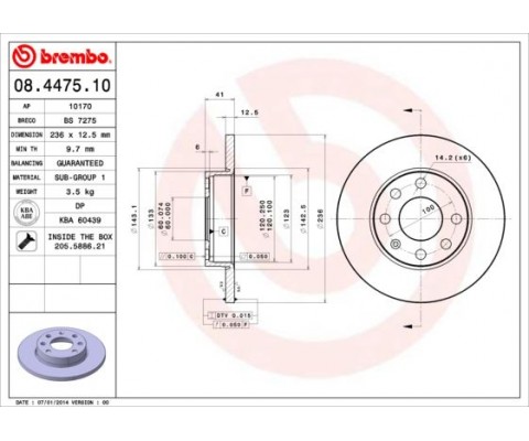 ÖN FREN AYNASI CORSA B-ASTRA F-VECTRA A-ASCONA C-COMBO B 94-01 236x13x4DL DOLU