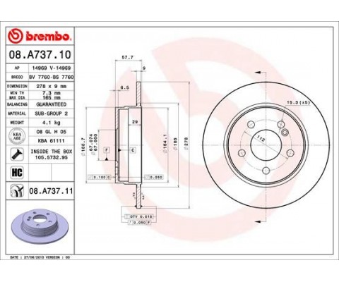 FREN DISKI ARKA MERCEDES C-CLASS W204 S204 C204