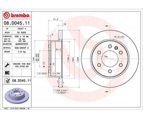 FREN DISKI ARKA MERCEDES SPRINTER B907 B910 18 KOD: -B25