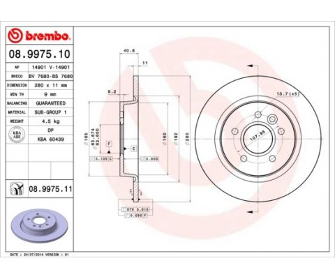 ARKA FREN DISKI AYNA FOCUS II04 11 C-MAX 07 09 VOLVO V50 04 12 C30 06 12 C70 II 05 13 S40 II 04 04 12 17 JANT - 16 JANT DÜZ 280mm 5 BİJON