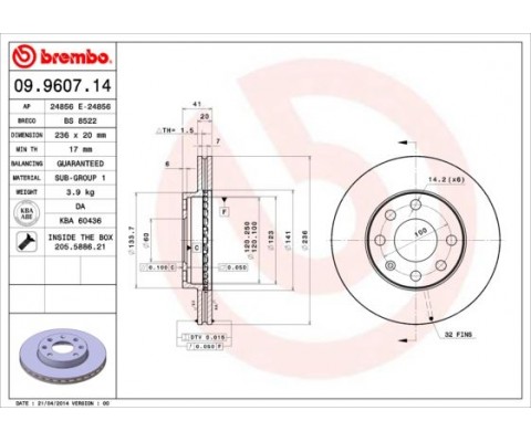 ÖN FREN AYNASI CORSA B-ASTRA F-VECTRA A-ASCONA C-COMBO B 94-01 AVEO-KALOS 03 246x19.9x4DLxHAVALI 90511111-93182291-93281952