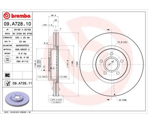 ÖN FREN AYNASI VOLVO S40 2004-2012 C70 II 2006-2013 V40 2012 V50 2004-2012 320 X5-DL