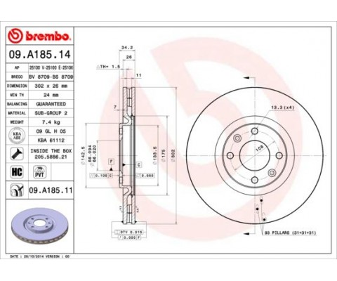 ÖN FREN AYNASI CORSA F e 19 MOKKA e 20 208 19 2008 19 308 07 3008 09 5008 09 C4 20 DS5 15 DS3 18 302x34x4DL HAVALI