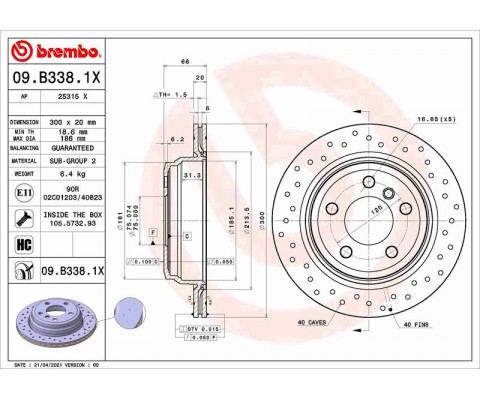 FREN DISKI ARKA BMW F30 F32 F34 F36 DELİKLİ