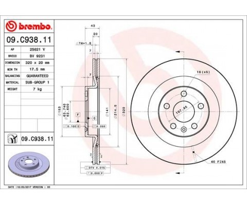 ARKA FREN DİSKİ S60 III 224 -S90 II 234 -V60 II -V90 II 235-236 -XC40 536 -XC60 II XC90 2014 DELİKLİ