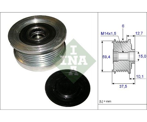 ALTERNATÖR KASNAĞI RULMANLI ACCENT-GETZ-MATRIX 1.5 CRDI 02 6 KANAL 535011010