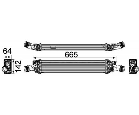 TURBO RADYATÖRÜ INTERCOOLER A4-A5 1.8 TFSI-2.0 TFSI 07 A6 1.8TFSI-2.0TFSI 11 665x142x64